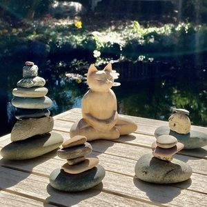 Balanced Stones Rock Art Set Hand Crafted Garden Home Decor New